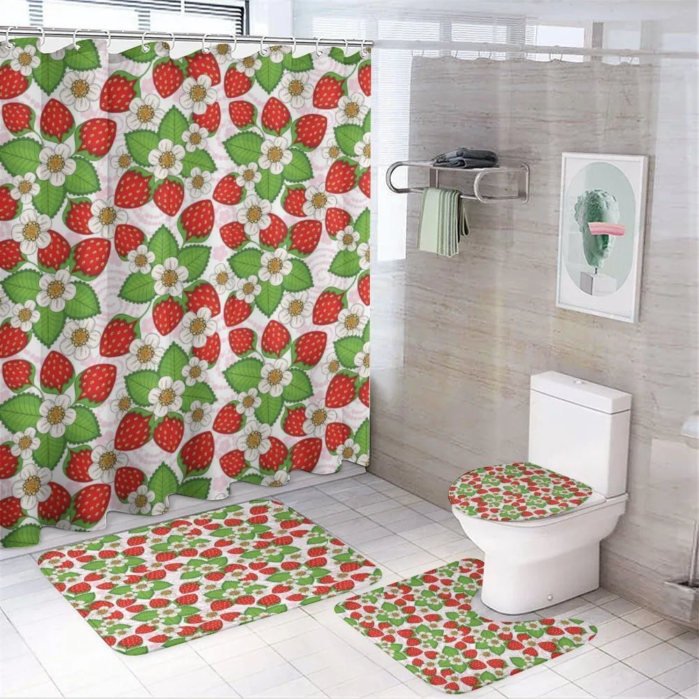 Floral Strawberry Scene — 4-Piece Bathroom Set preview