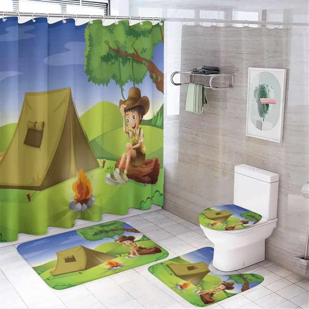 Kid Sitting on a Trunk — 4-Piece Bathroom Set preview