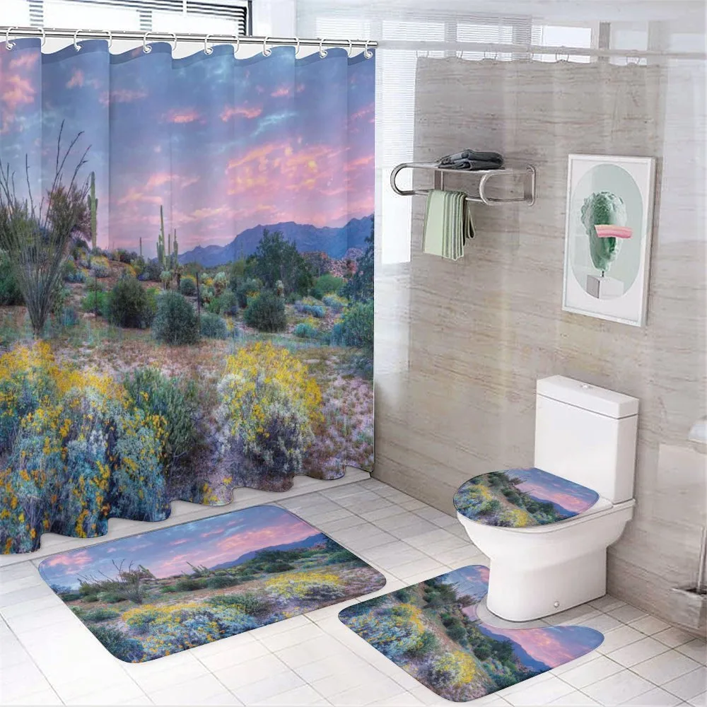Mountain Floral Scenery — 4-Piece Bathroom Set preview