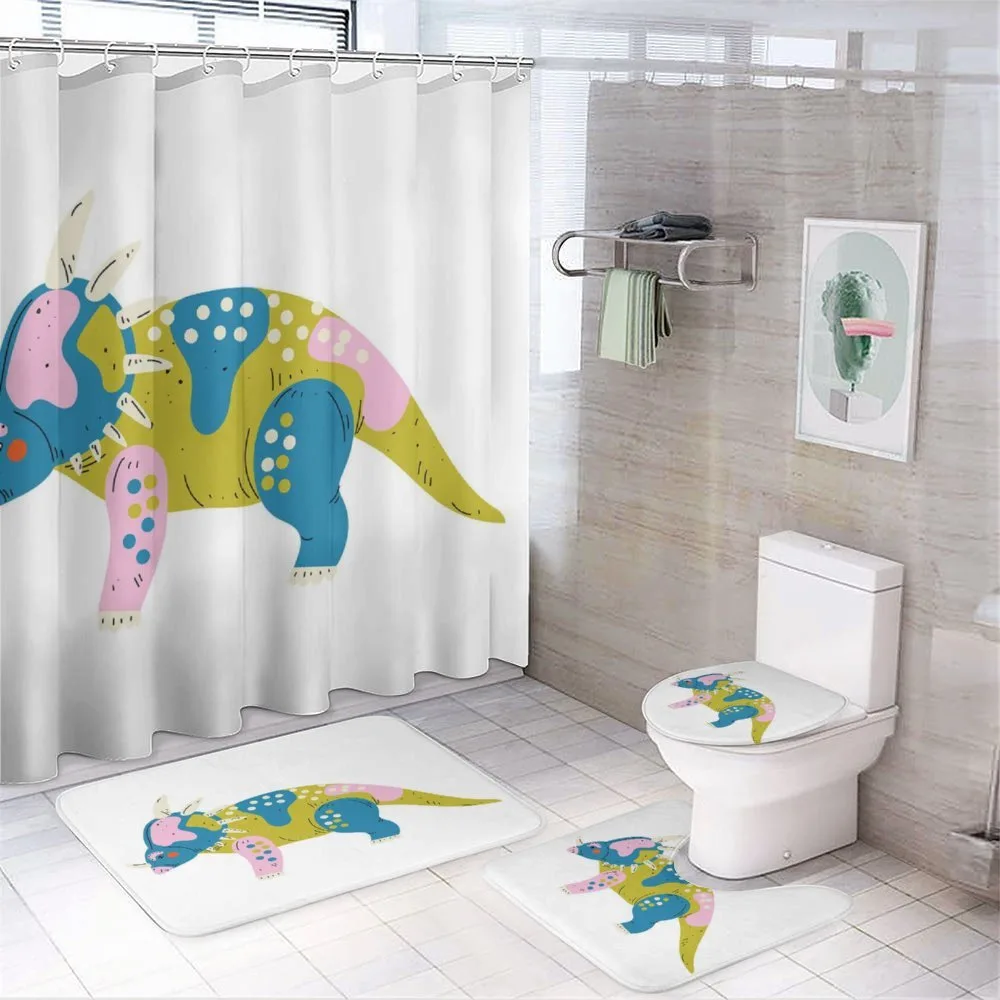 Prehistoric Animal Cartoon — 4-Piece Bathroom Set preview