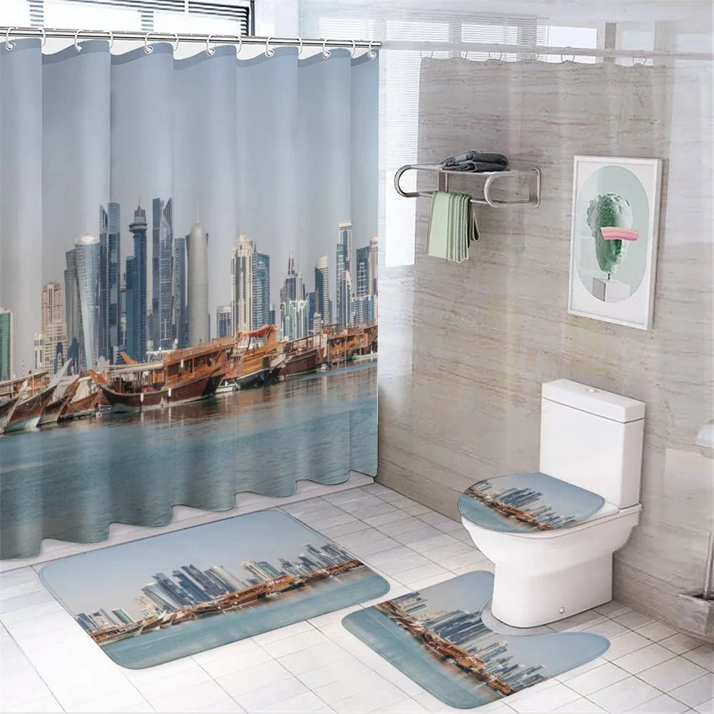 Qatar City Dhow Ships — 4-Piece Bathroom Set preview