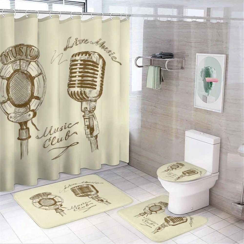 Boho Microphone Retro — 4-Piece Bathroom Set preview