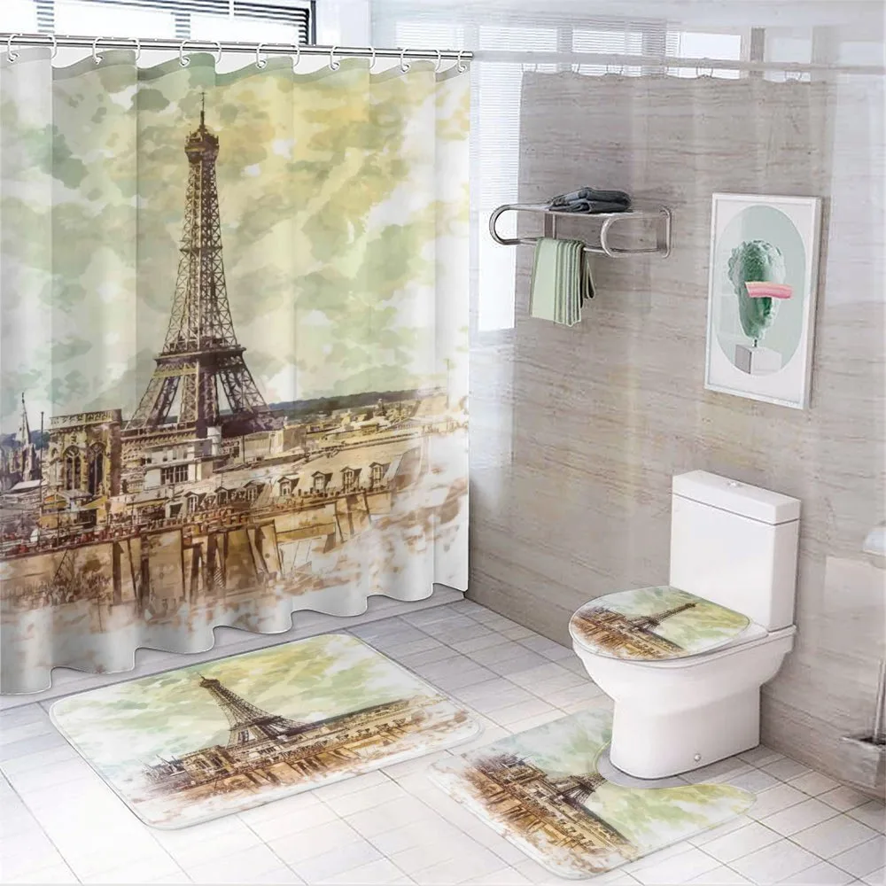 Eiffel Tower Skyline 4-Piece Bathroom Set product video