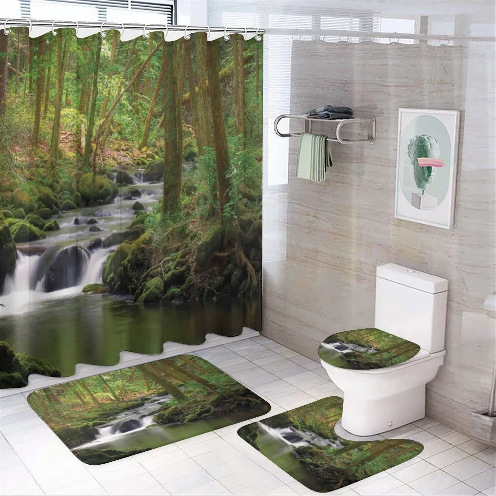 Forest over Mossy Rocks — 4-Piece Bathroom Set preview