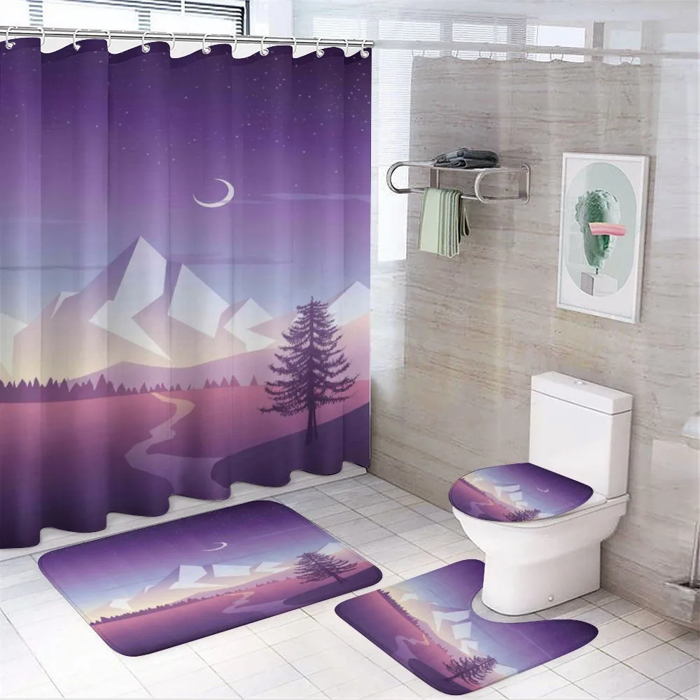 Mountain Scenery 4-Piece Bathroom Set product video