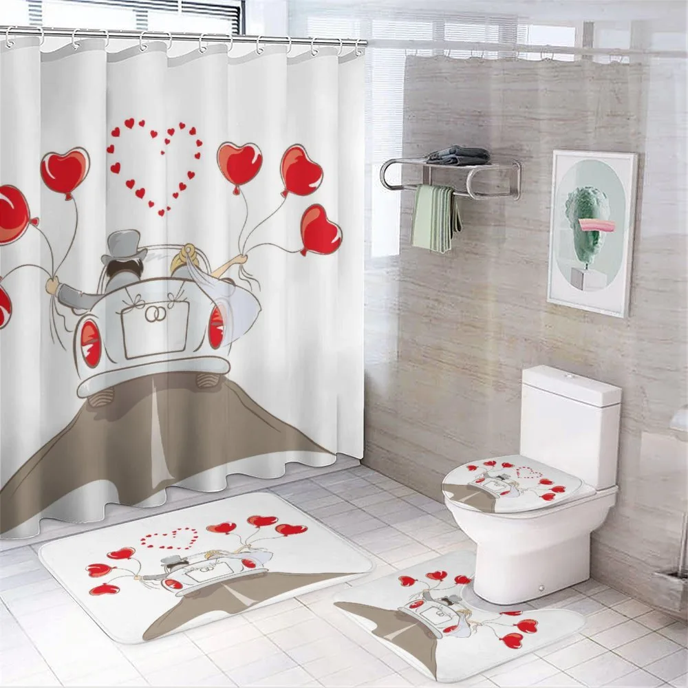 Newlywed Couple in Car — 4-Piece Bathroom Set preview
