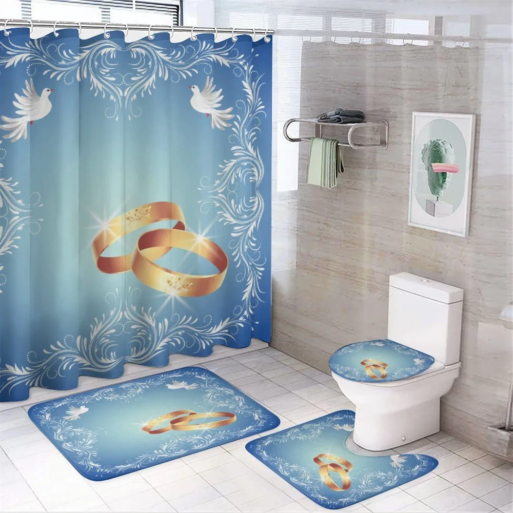 Ornament Frame Doves Rings — 4-Piece Bathroom Set preview