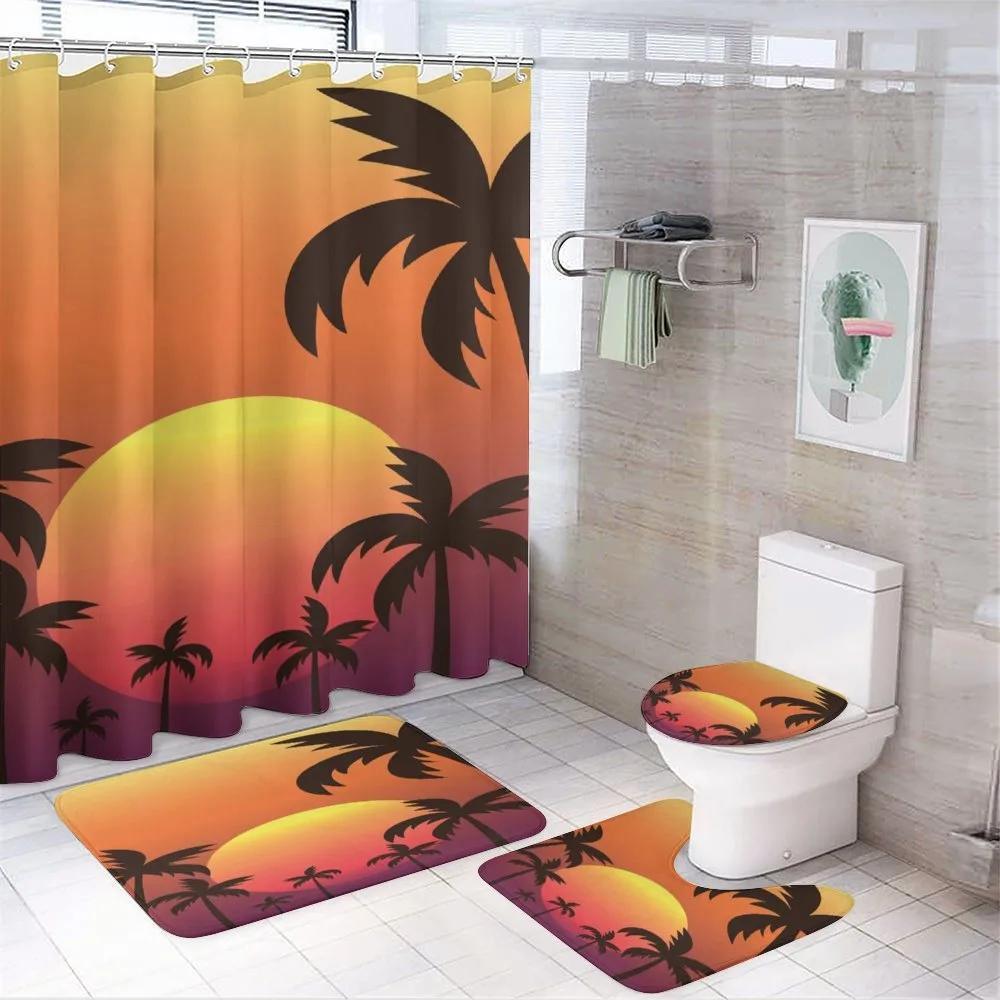 Sunset with Palms Art — 4-Piece Bathroom Set preview