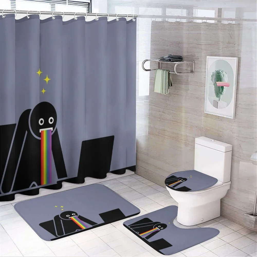 Amazed Man Puke Rainbow Image — 4-Piece Bathroom Set preview