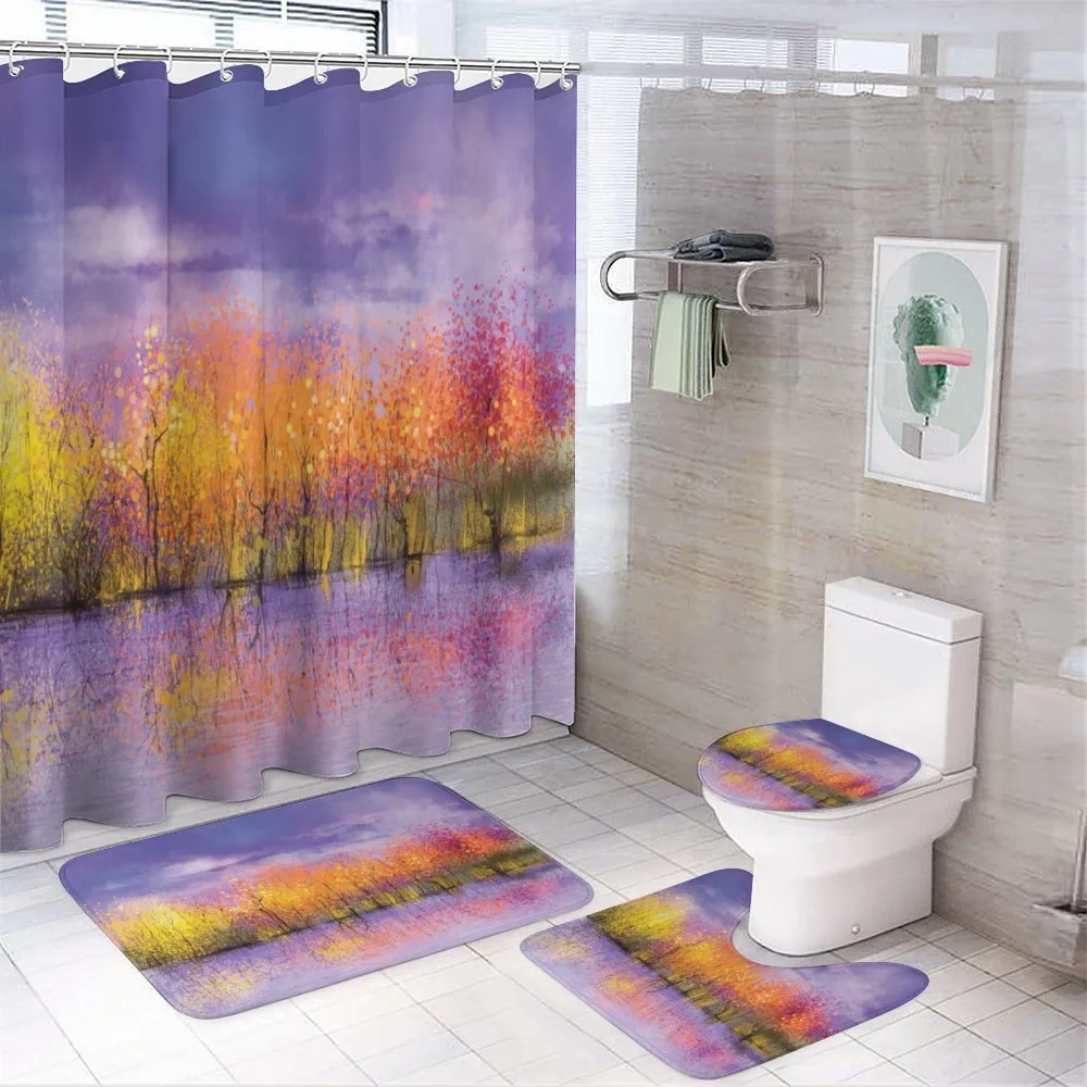 Fall Season Trees River — 4-Piece Bathroom Set preview