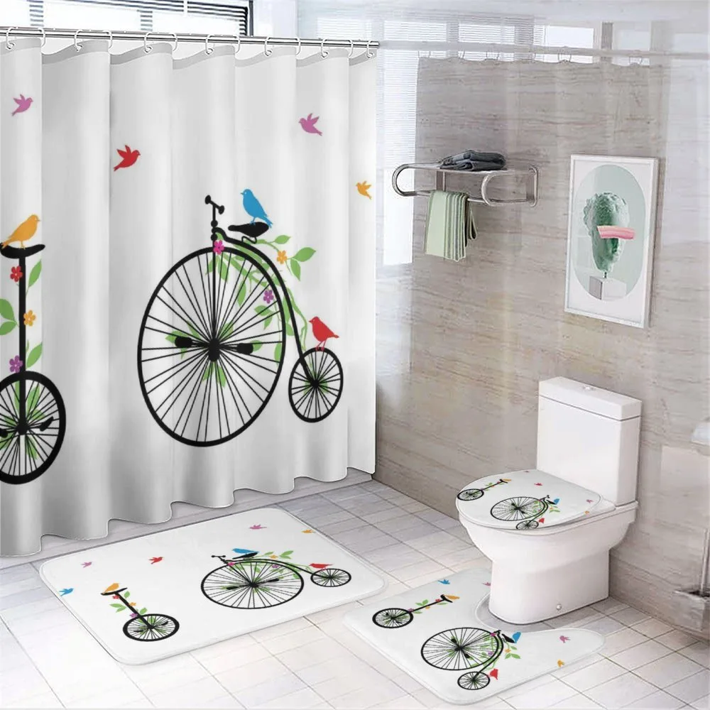 Flying Birds Flowers — 4-Piece Bathroom Set preview