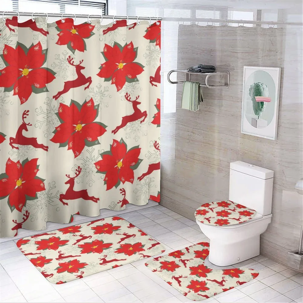 Poinsettia Reindeer — 4-Piece Bathroom Set preview