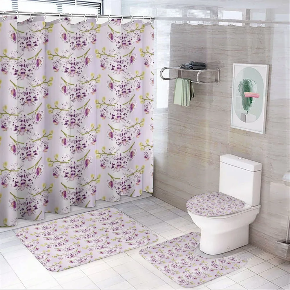 Purple Dots Blooms Exotic — 4-Piece Bathroom Set preview