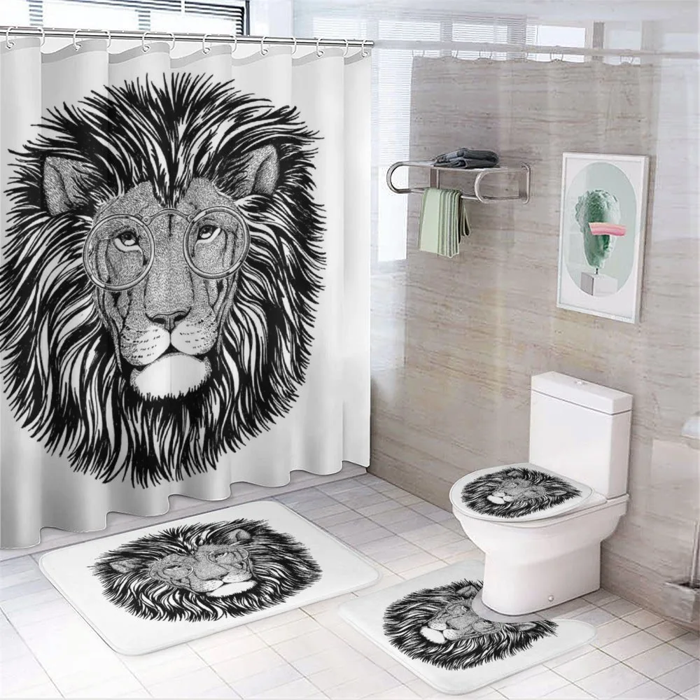 Wild Hipster Lion Glasses — 4-Piece Bathroom Set preview