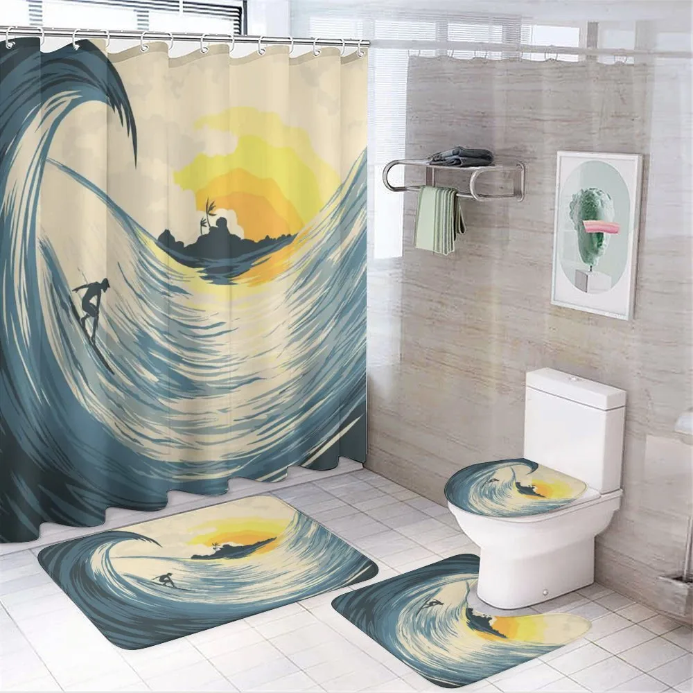 Cloudy Tropical Island — 4-Piece Bathroom Set preview