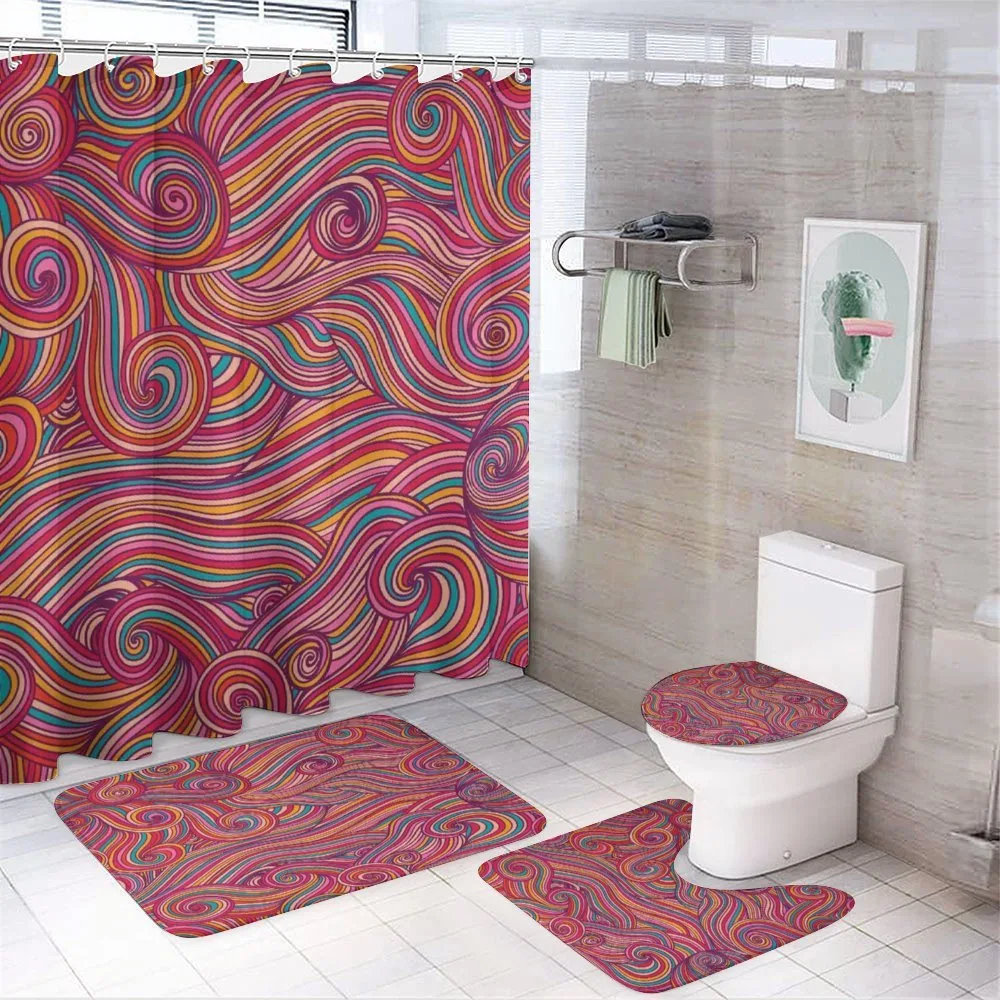 Colorful Vibrant Waves — 4-Piece Bathroom Set preview