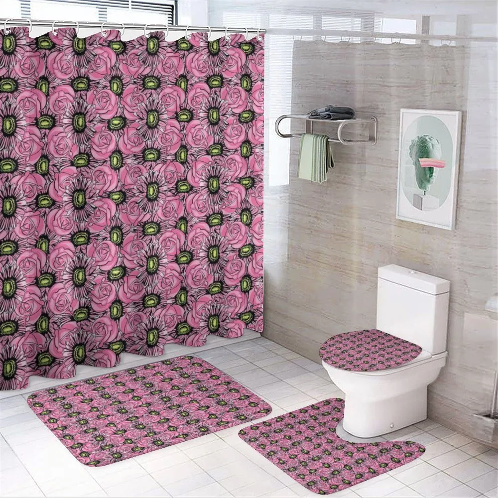 Roses and Gerbera — 4-Piece Bathroom Set preview