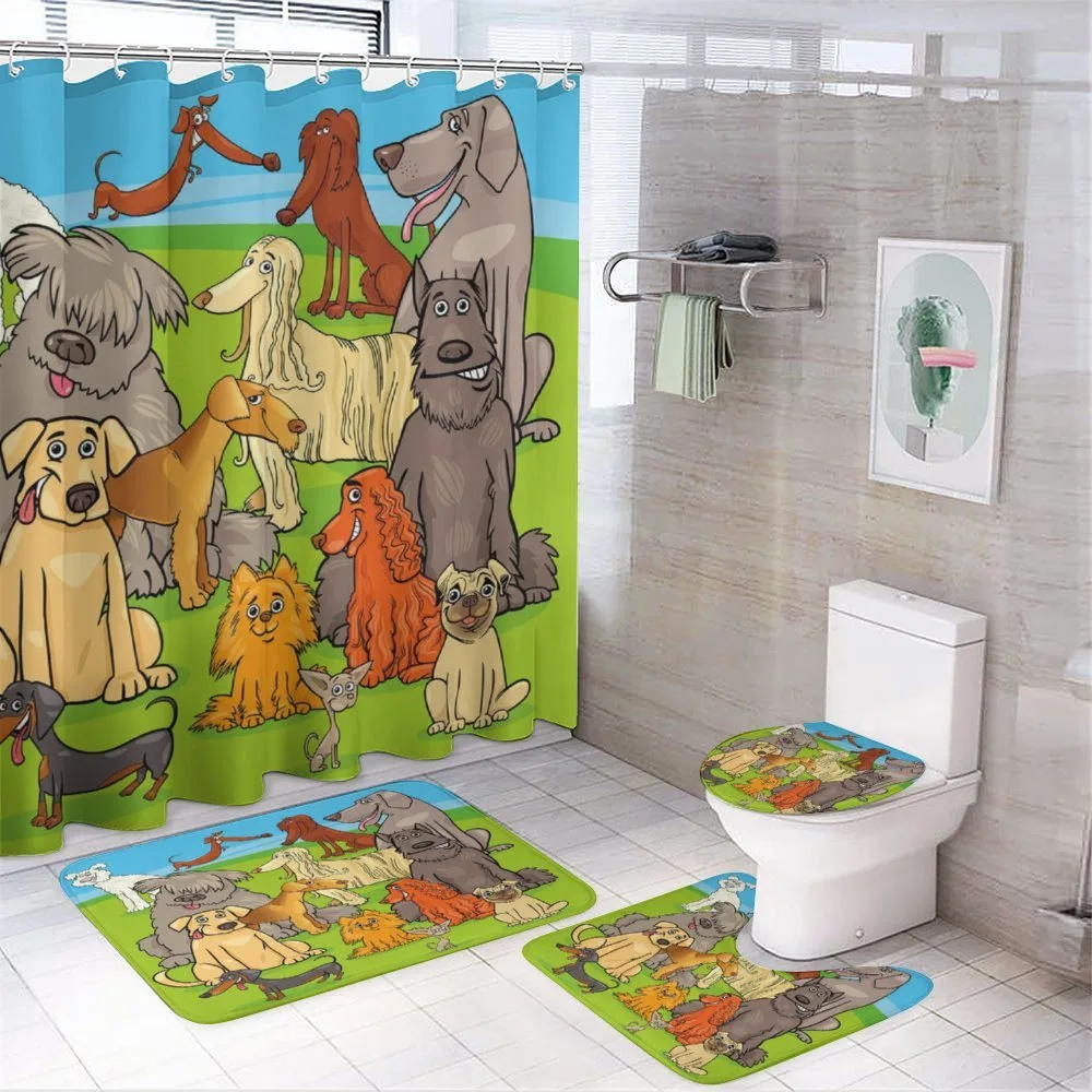 Nursery Funny Happy Dogs — 4-Piece Bathroom Set preview