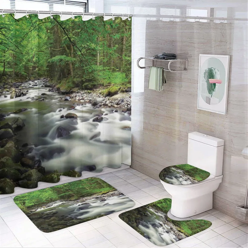 Riverbed Rocks Trees — 4-Piece Bathroom Set preview
