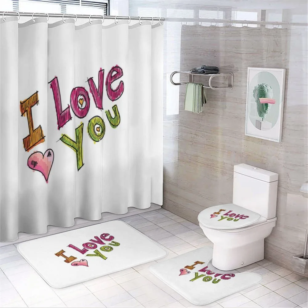 Colorful Sketch Font — 4-Piece Bathroom Set preview