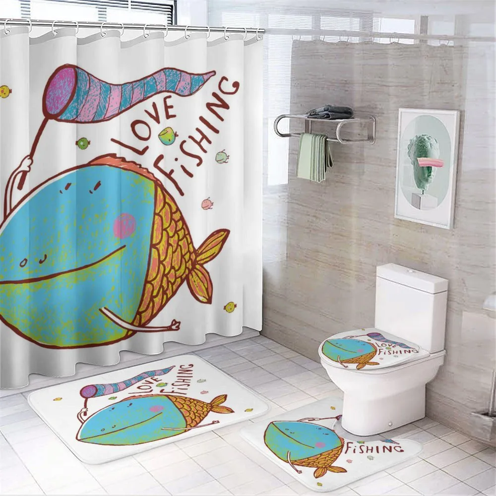 Funny Cartoon Illustration 4-Piece Bathroom Set product video