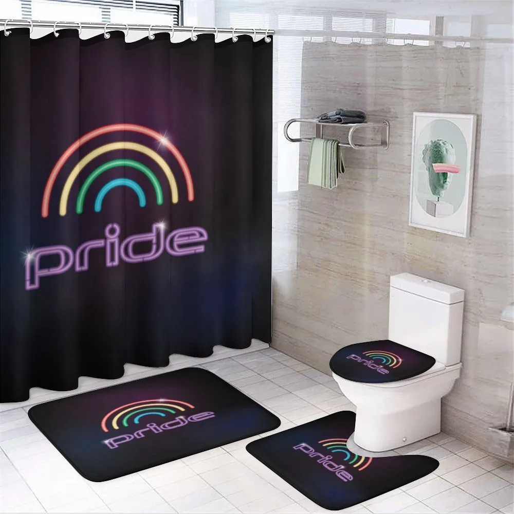 Neon Lamb Look Rainbow Lines — 4-Piece Bathroom Set preview
