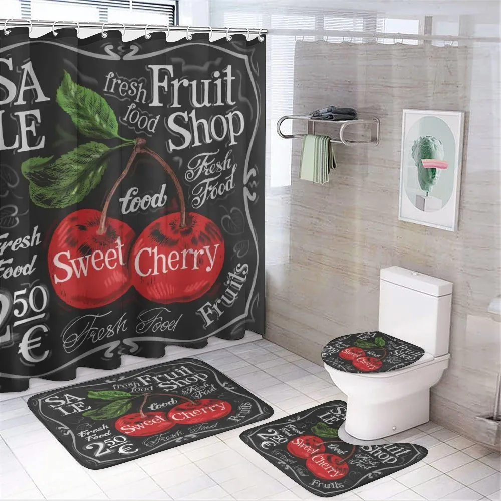 Sketch Style Ripe Cherry — 4-Piece Bathroom Set preview