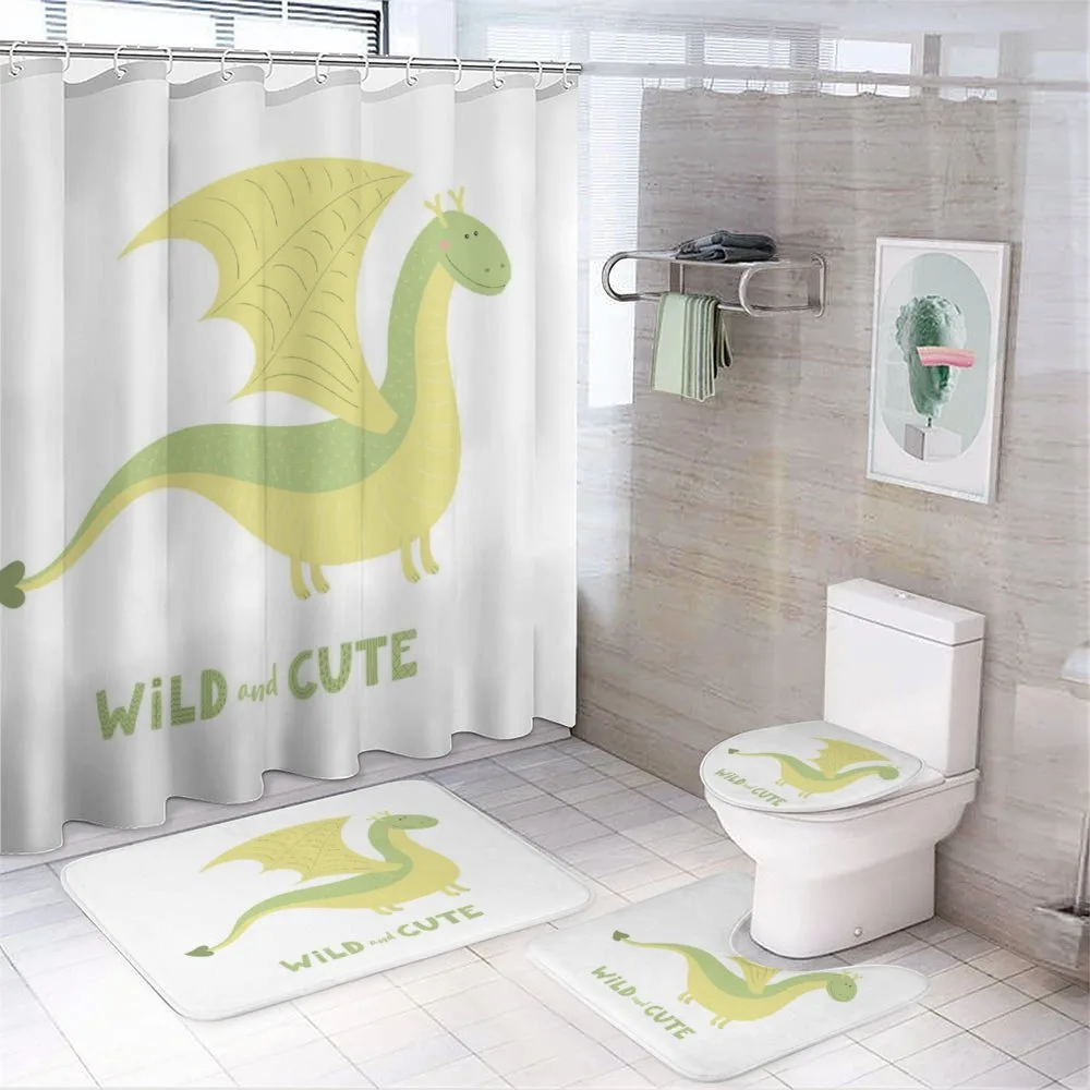 Typography and Fantasy Dino — 4-Piece Bathroom Set preview