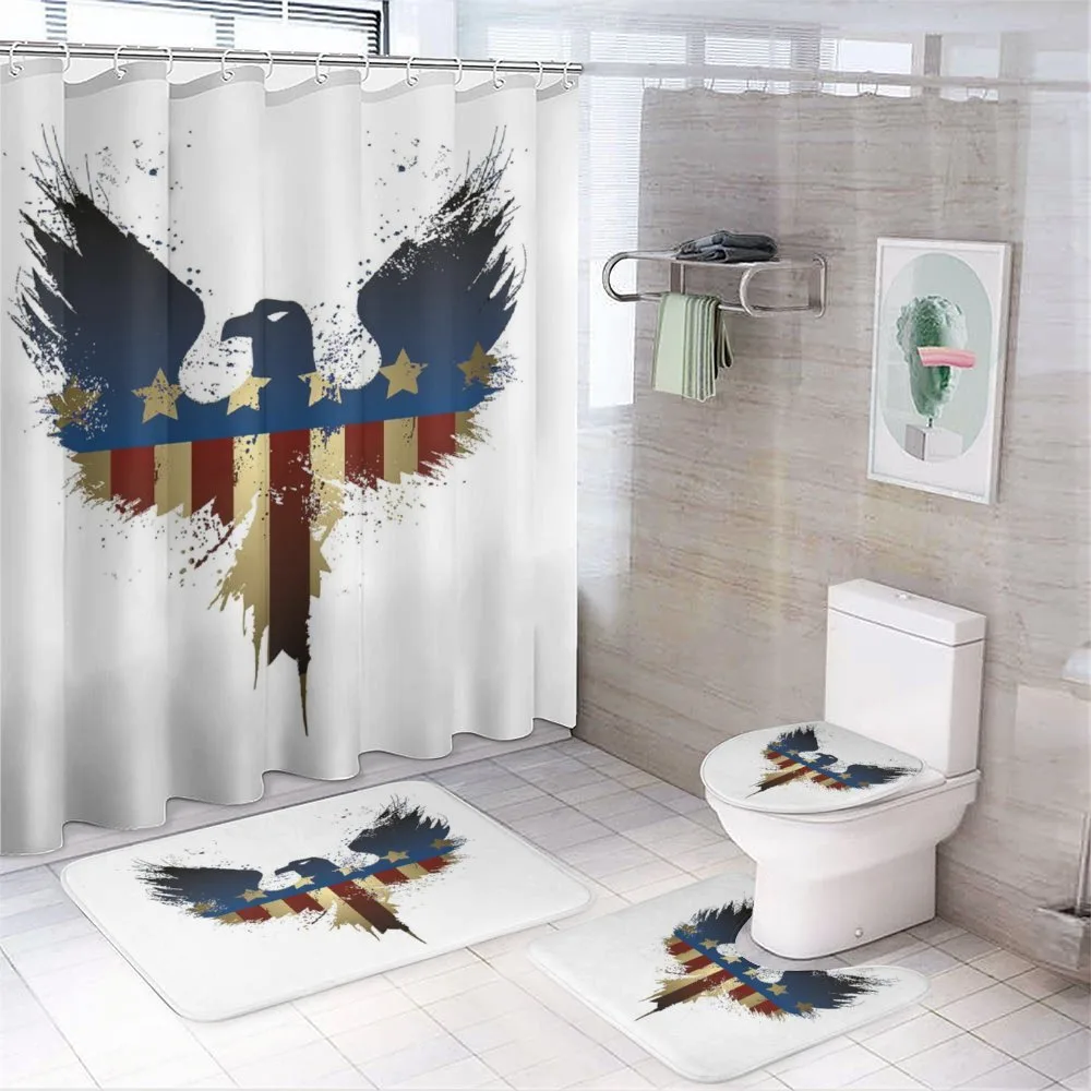 USA Flag Bird Silhouette — 4-Piece Bathroom Set preview