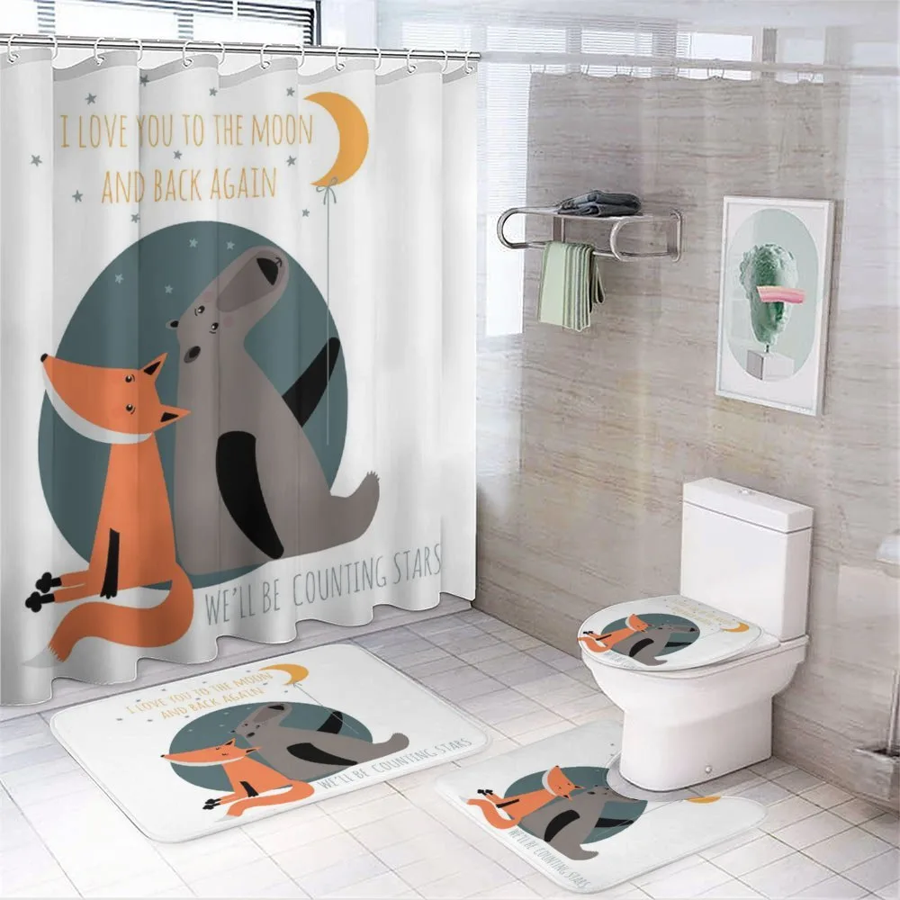 Bear and Fox in Love — 4-Piece Bathroom Set preview