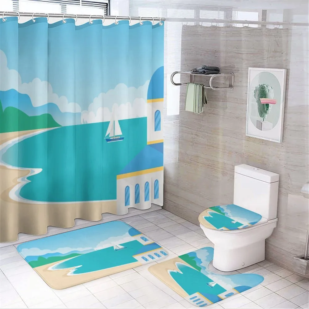 Calm Seascape Cartoon — 4-Piece Bathroom Set preview