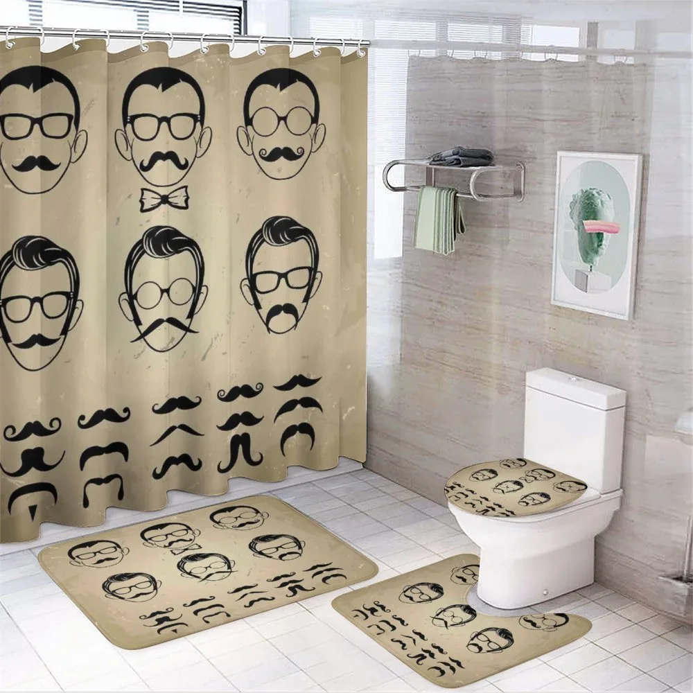 Male Face Moustache Hair — 4-Piece Bathroom Set preview