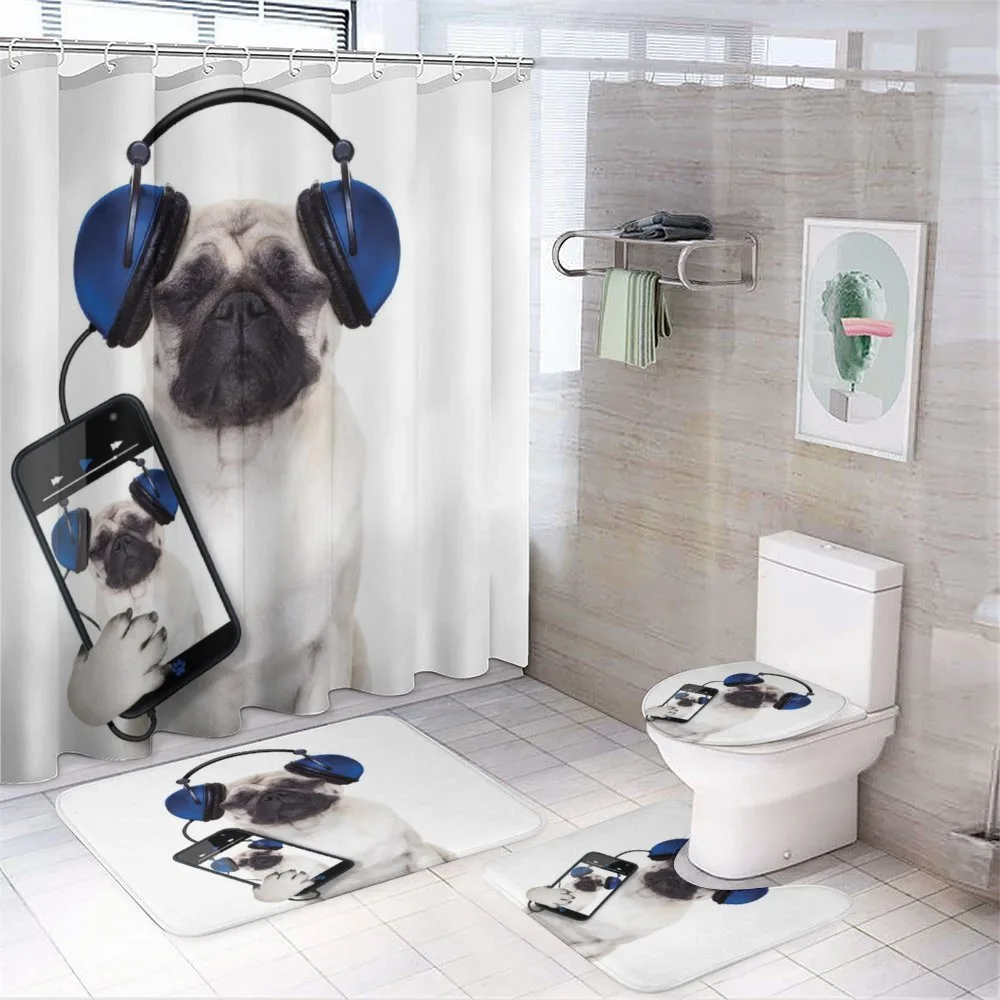 Music Listening Dog Phone — 4-Piece Bathroom Set preview