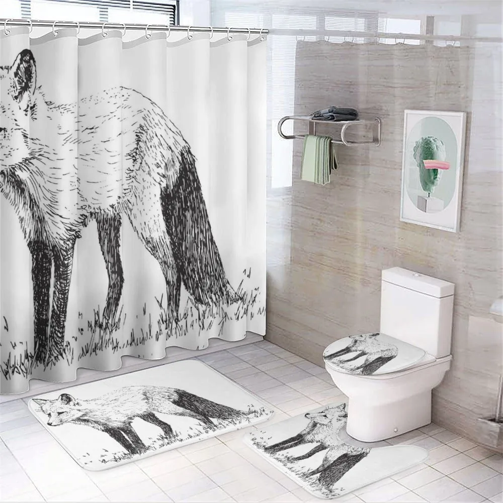 Sketchy Drawing on Animal Grass — 4-Piece Bathroom Set preview