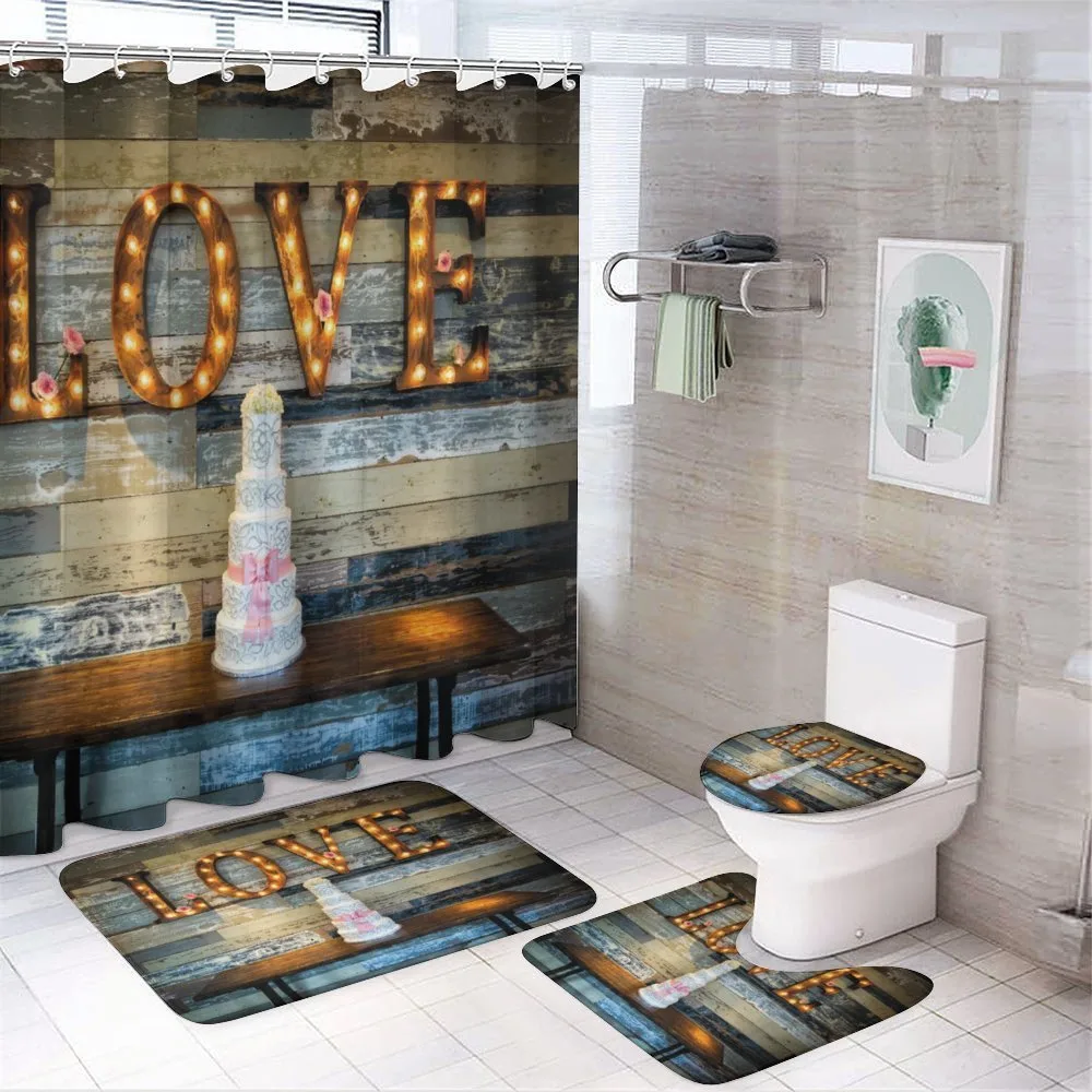 Wedding Cake Love Wood — 4-Piece Bathroom Set preview