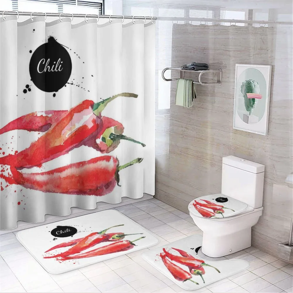 Chili Pepper Hot Spicy — 4-Piece Bathroom Set preview