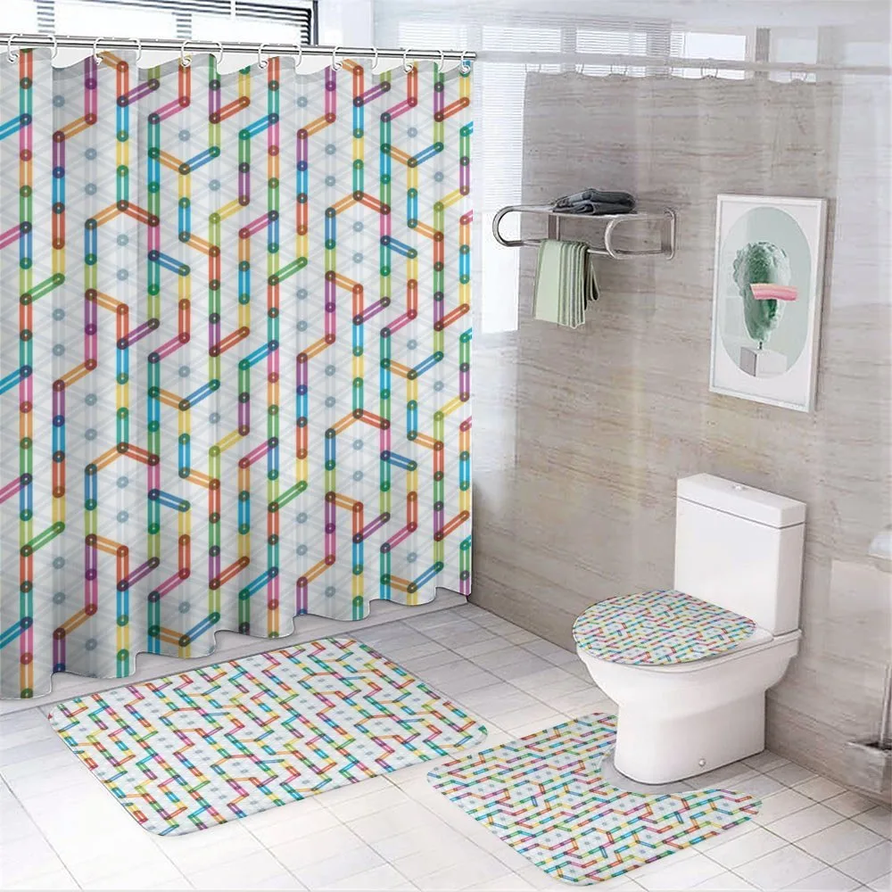 Colorful Digital Tech Design — 4-Piece Bathroom Set preview