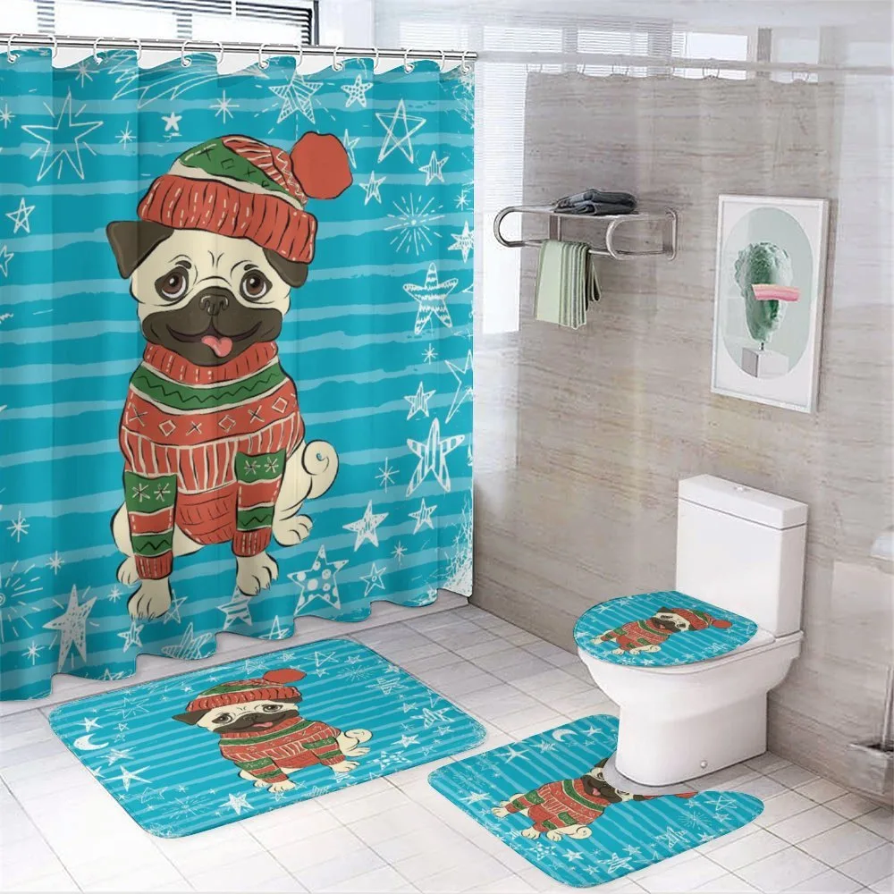 Happy Dog in Winter Clothes — 4-Piece Bathroom Set preview