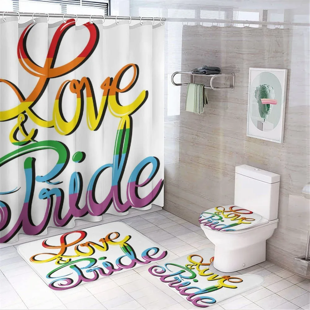 Love Text Rainbow Colors — 4-Piece Bathroom Set preview