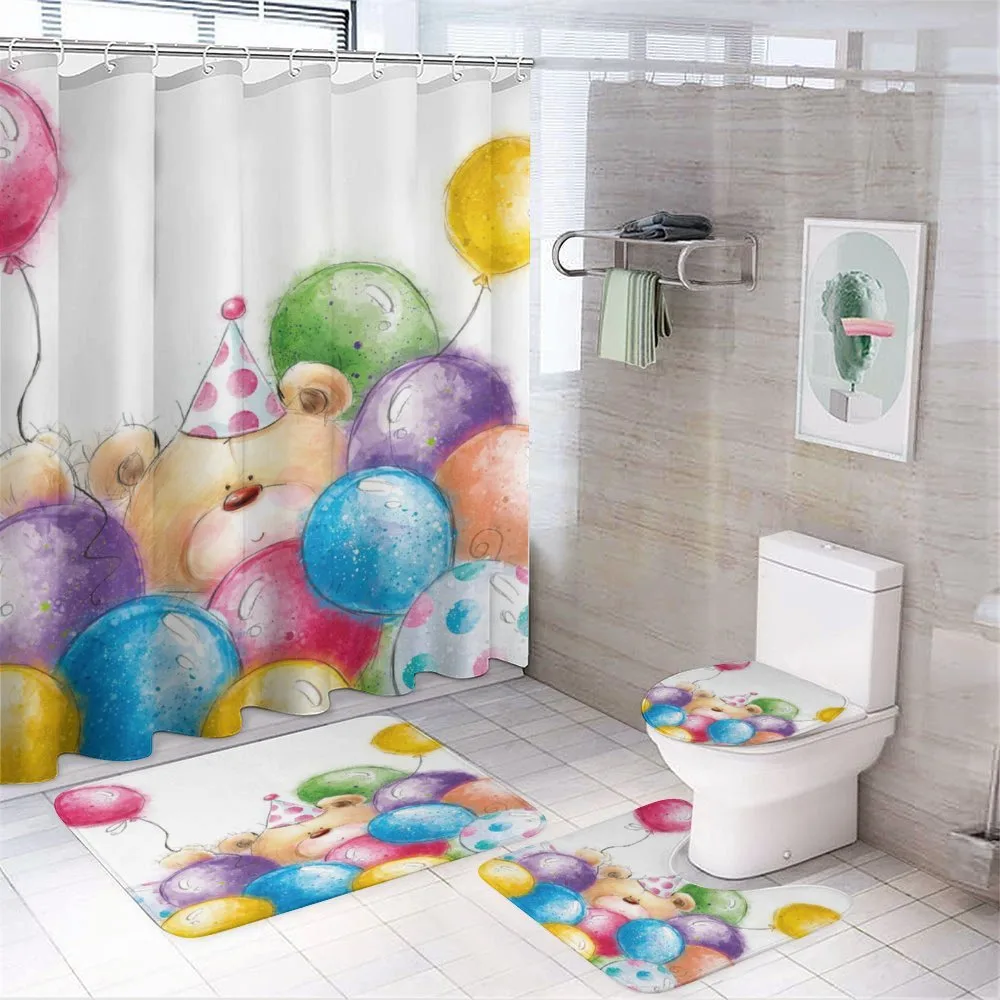 Sketchy Bear Balloons — 4-Piece Bathroom Set preview