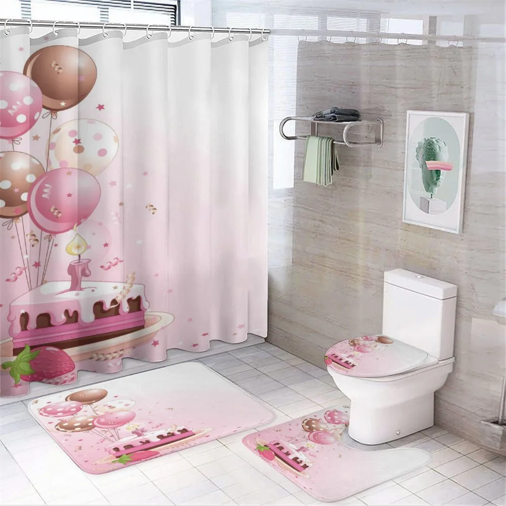 Strawberry Cake Balloons — 4-Piece Bathroom Set preview