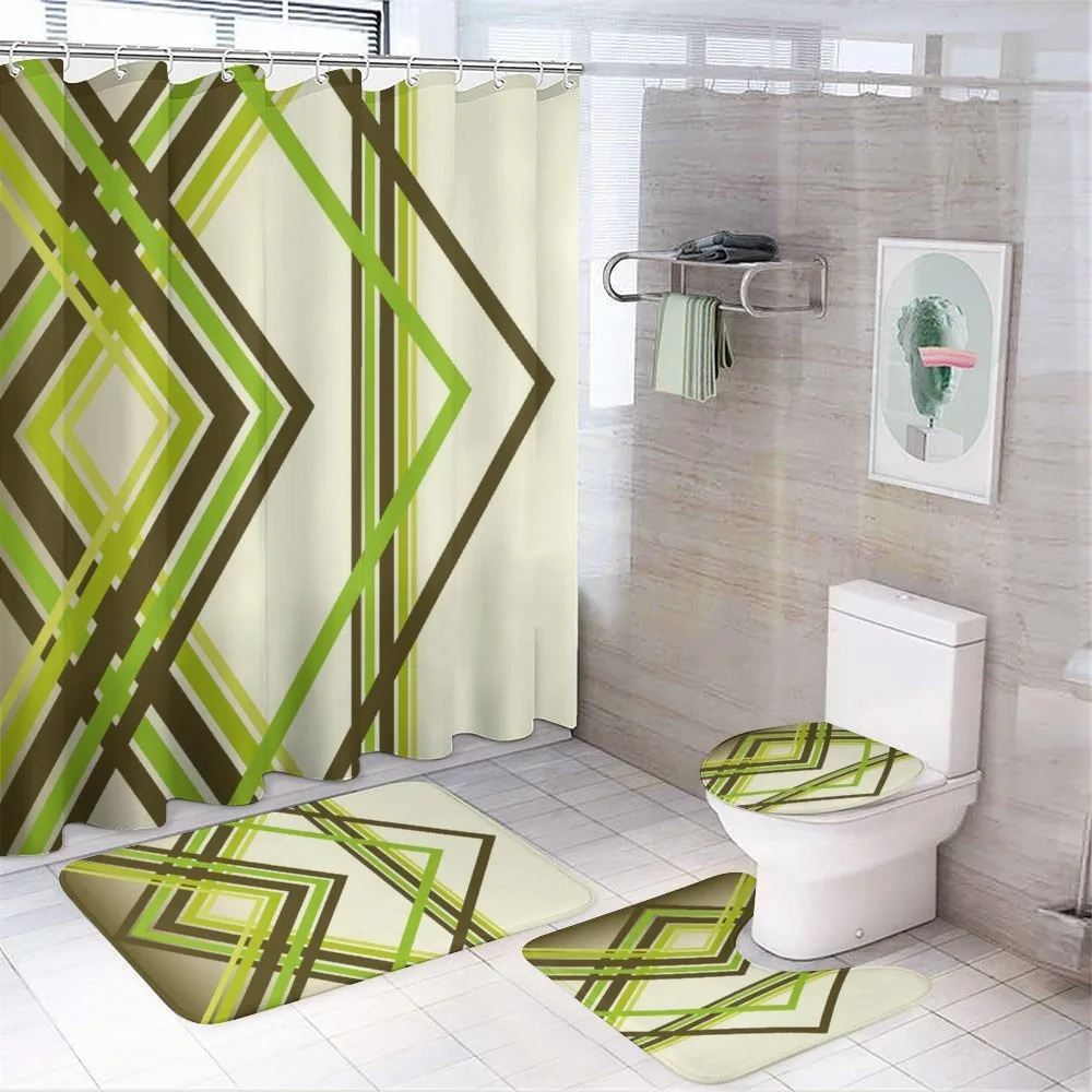 Trippy Diamond Shapes — 4-Piece Bathroom Set preview