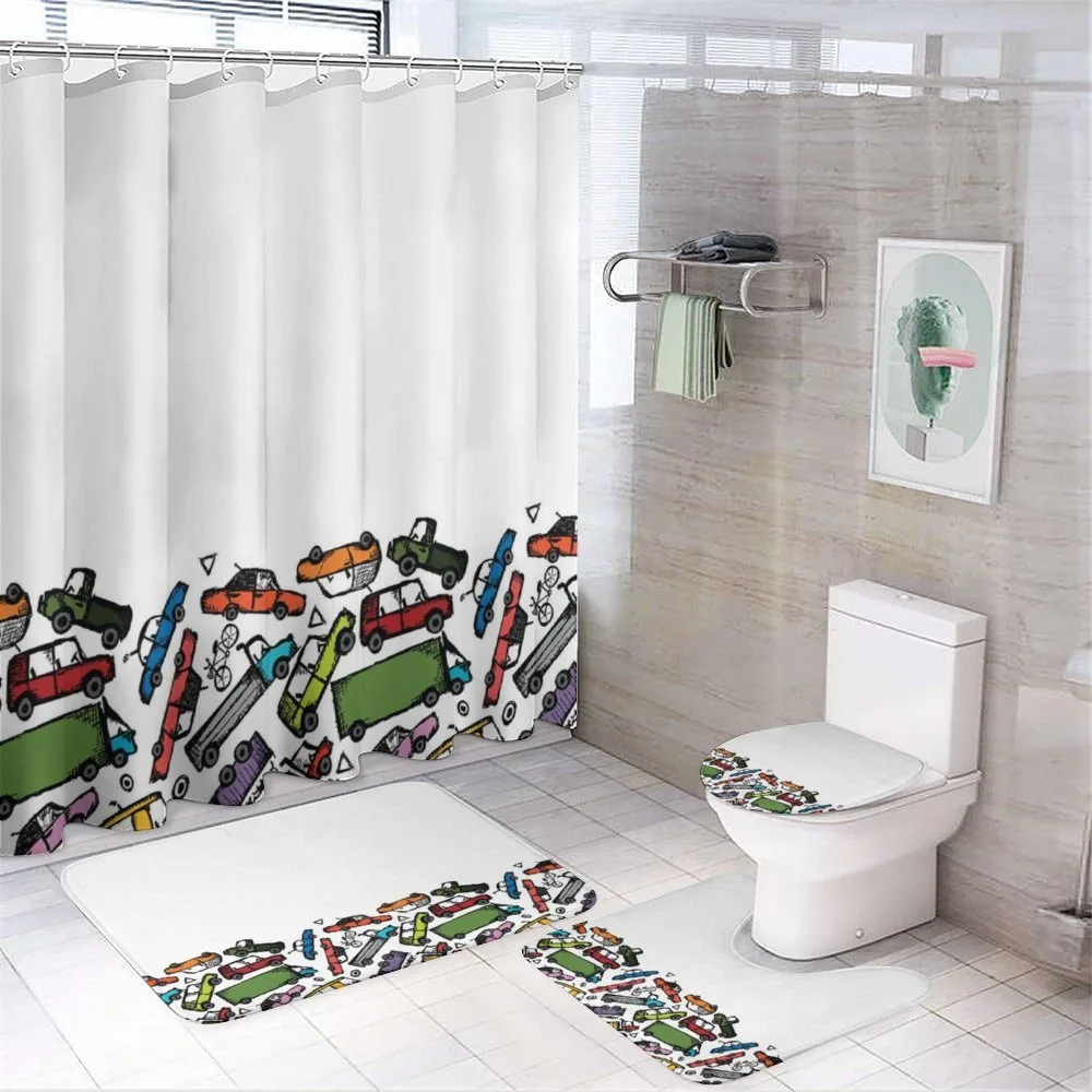 Hand Drawn Toy Wheels — 4-Piece Bathroom Set preview