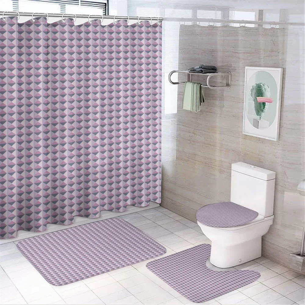 Ornamental Grid Pattern — 4-Piece Bathroom Set preview
