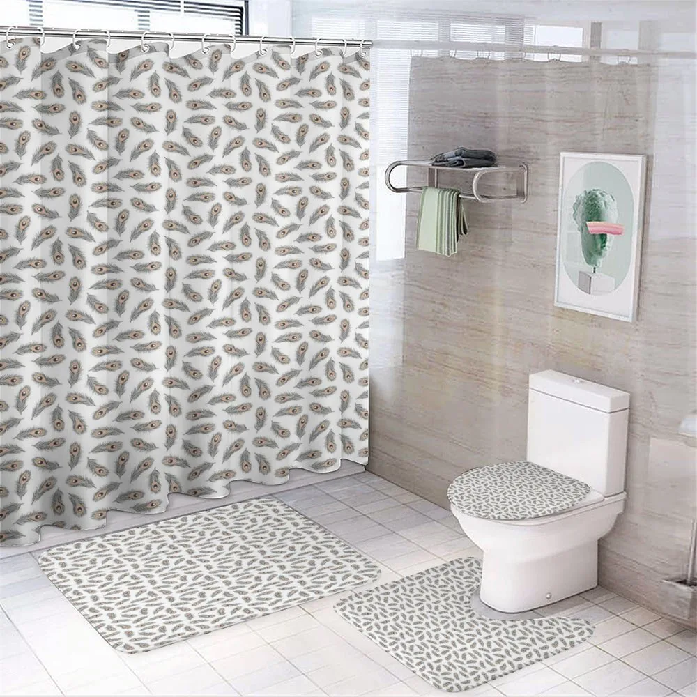 Scattered Peacock Feathers — 4-Piece Bathroom Set preview