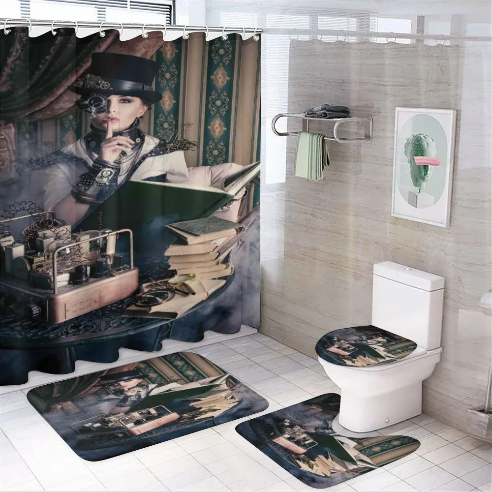 Steampunk Woman Vintage — 4-Piece Bathroom Set preview