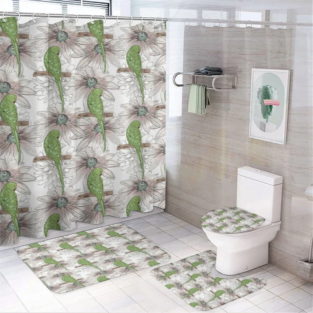 Vintage Birds and Flower Art — 4-Piece Bathroom Set preview