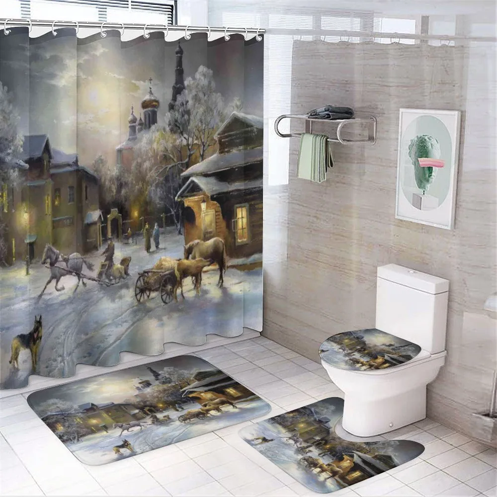 Winter Rural Landscape — 4-Piece Bathroom Set preview