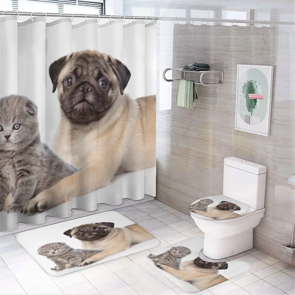 Young Puppy and Kitten — 4-Piece Bathroom Set preview