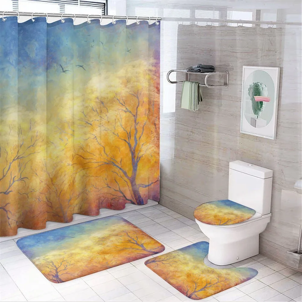 Autumn Trees Gulls Sky — 4-Piece Bathroom Set preview